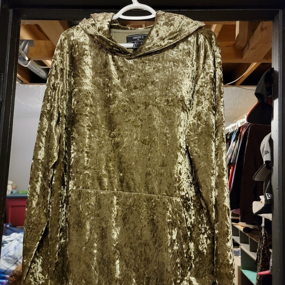 Forever 21 Crushed velvet hooded shirt